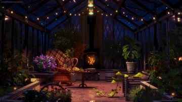 Night Greenhouse Ambience Plant Watering Sounds, Night Nature Sounds, Pages Turning, Crackling Fire Botanical Garden Thumbnail