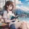 Afternoon Tea Time With Anime Girl Chill Next To The Window With Mountain View Live Wallpaper