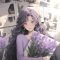 Purple Hair Girl, Who Hold Flowers For You, Author Edda Live Wallpaper