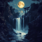 Waterfall Ember Moon 4K Live Wallpaper